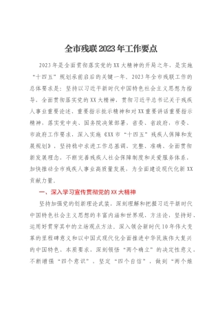 全市残联2023年工作要点