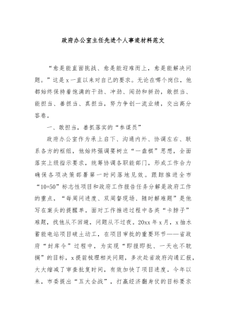 政府办公室主任先进个人事迹材料范文