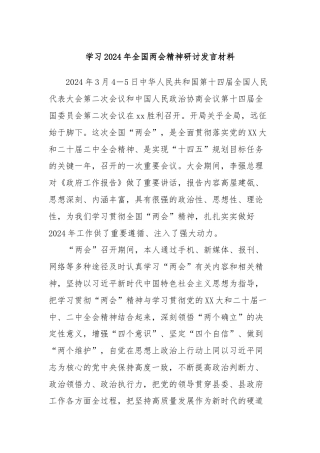 学习2024年全国两会精神研讨发言材料 (3)