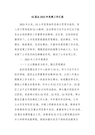 XX国企2023年党建工作汇报