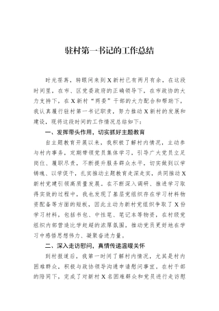 驻村第一书记的工作总结