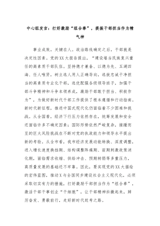 中心组发言：打好激励“组合拳”，提振干部担当作为精气神