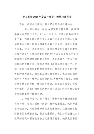 学习贯彻2024年全国“两会”精神心得体会
