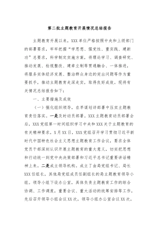 第二批主题教育开展情况总结报告