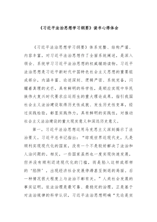 《习近平法治思想学习纲要》读书心得体会