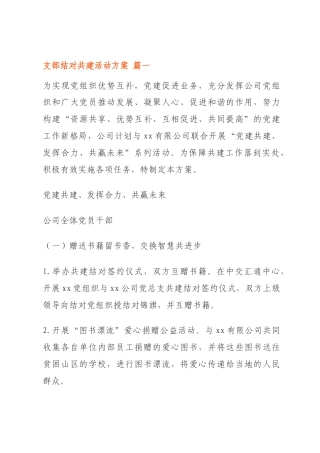 最新支部结对共建活动方案优秀7篇