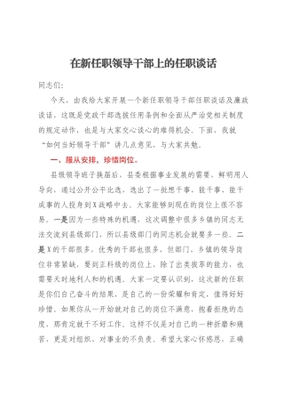在新任职领导干部上的任职谈话