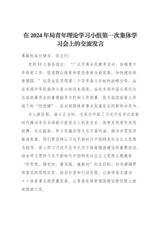 在2024年局青年理论学习小组第一次集体学习会上的交流发言