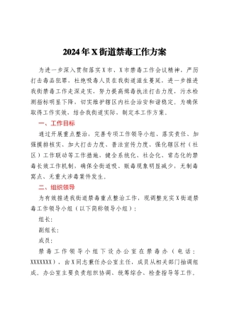 2024年X街道禁毒工作方案