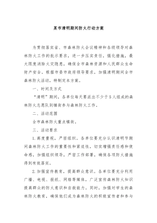 某市清明期间防火行动方案