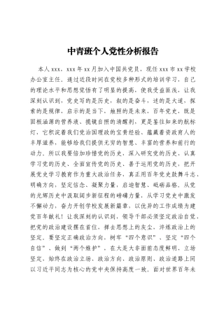 中青班个人党性分析报告