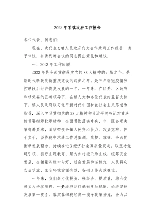 2024年某镇政府工作报告