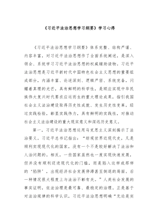 《习近平法治思想学习纲要》学习心得