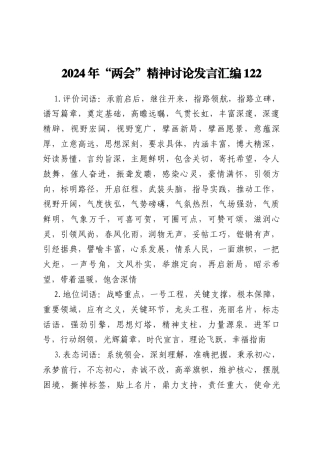 2024年“两会”精神讨论发言汇编122条