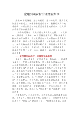 党建引领农村治理经验案例