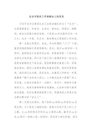 在全市驻村工作表彰会上的发言 (5)