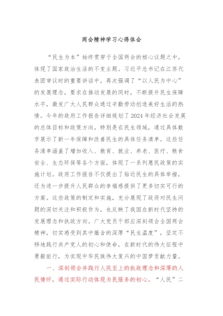 两会精神学习心得体会