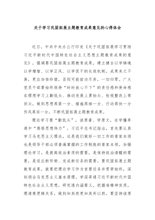 关于学习巩固拓展主题教育成果意见的心得体会