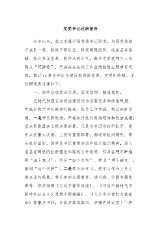 党委书记述职报告