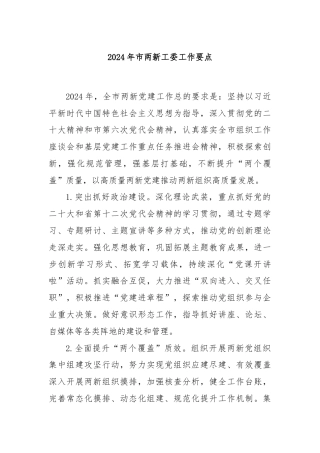 2024年市两新工委工作要点
