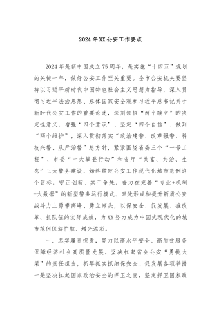 2024年XX公安工作要点