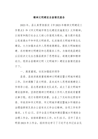精神文明建设自查情况报告