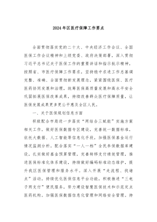2024年区医疗保障工作要点