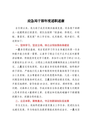 应急局干部年度述职述廉