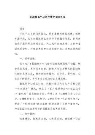 县融媒体中心运行情况调研报告