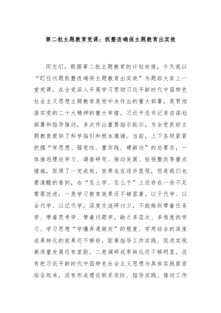 第二批主题教育党课：抓整改确保主题教育出实效