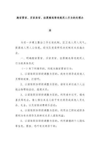 跑官要官、买官卖官、拉票贿选等违规用人行为的处理办法
