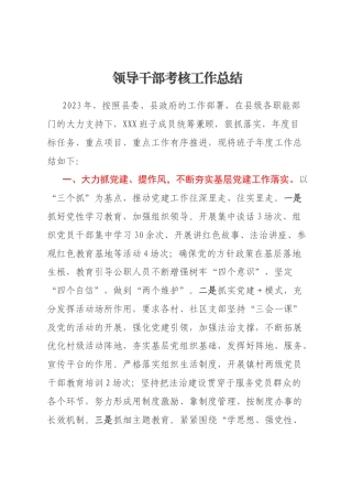 领导干部考核工作总结