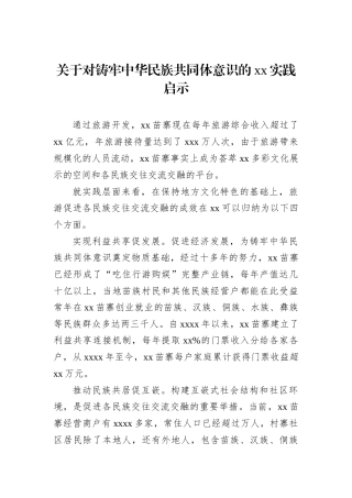 关于对铸牢中华民族共同体意识的xx实践启示