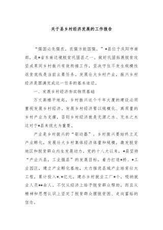 关于县乡村经济发展的工作报告