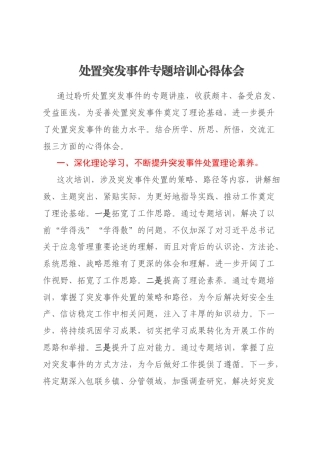 处置突发事件专题培训心得体会