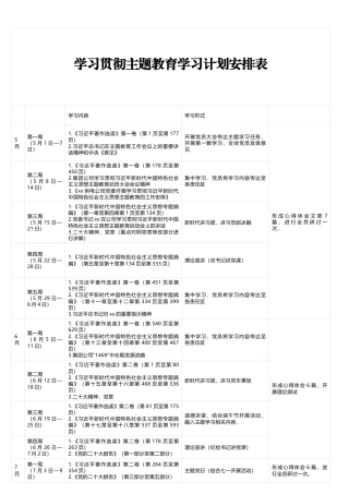 学习贯彻主题教育学习计划安排表