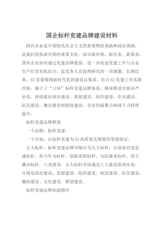 国企标杆党建品牌建设材料