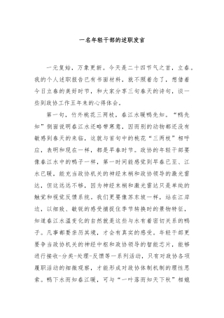 一名年轻干部的述职发言