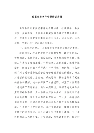 处置突发事件专题培训感悟