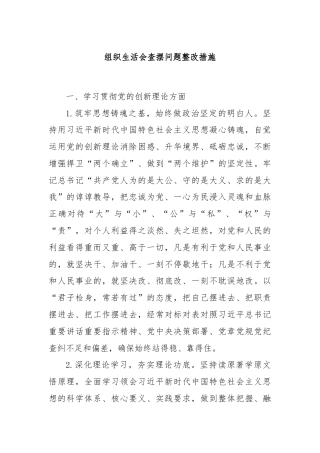 组织生活会查摆问题整改措施