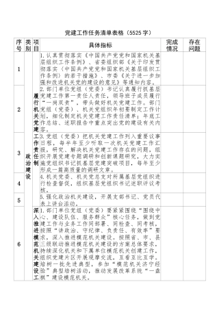 党建工作任务清单表格