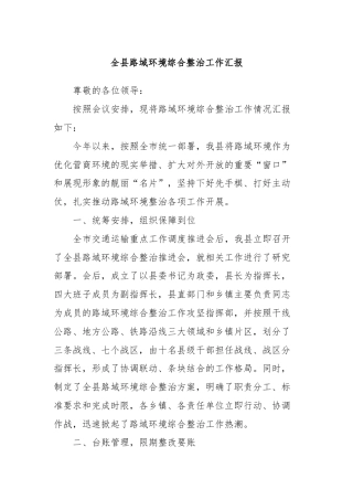 全县路域环境综合整治工作汇报