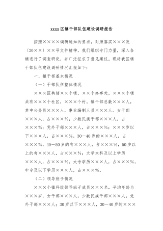 xxxx区镇干部队伍建设调研报告