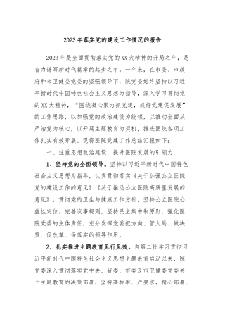 2023年落实党的建设工作情况的报告