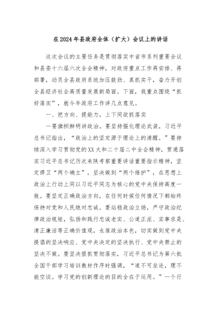 在2024年县政府全体（扩大）会议上的讲话