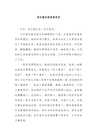 局长就任前承诺发言
