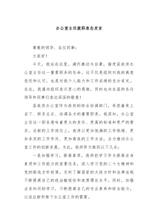 办公室主任就职表态发言