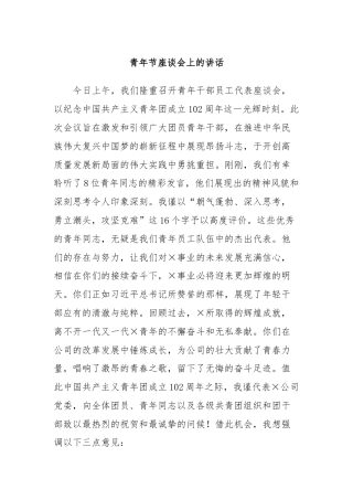 青年节座谈会上的讲话