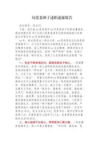 局党委班子述职述廉报告