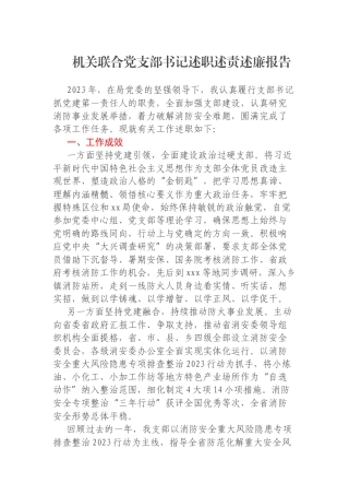 机关联合党支部书记述职述责述廉报告